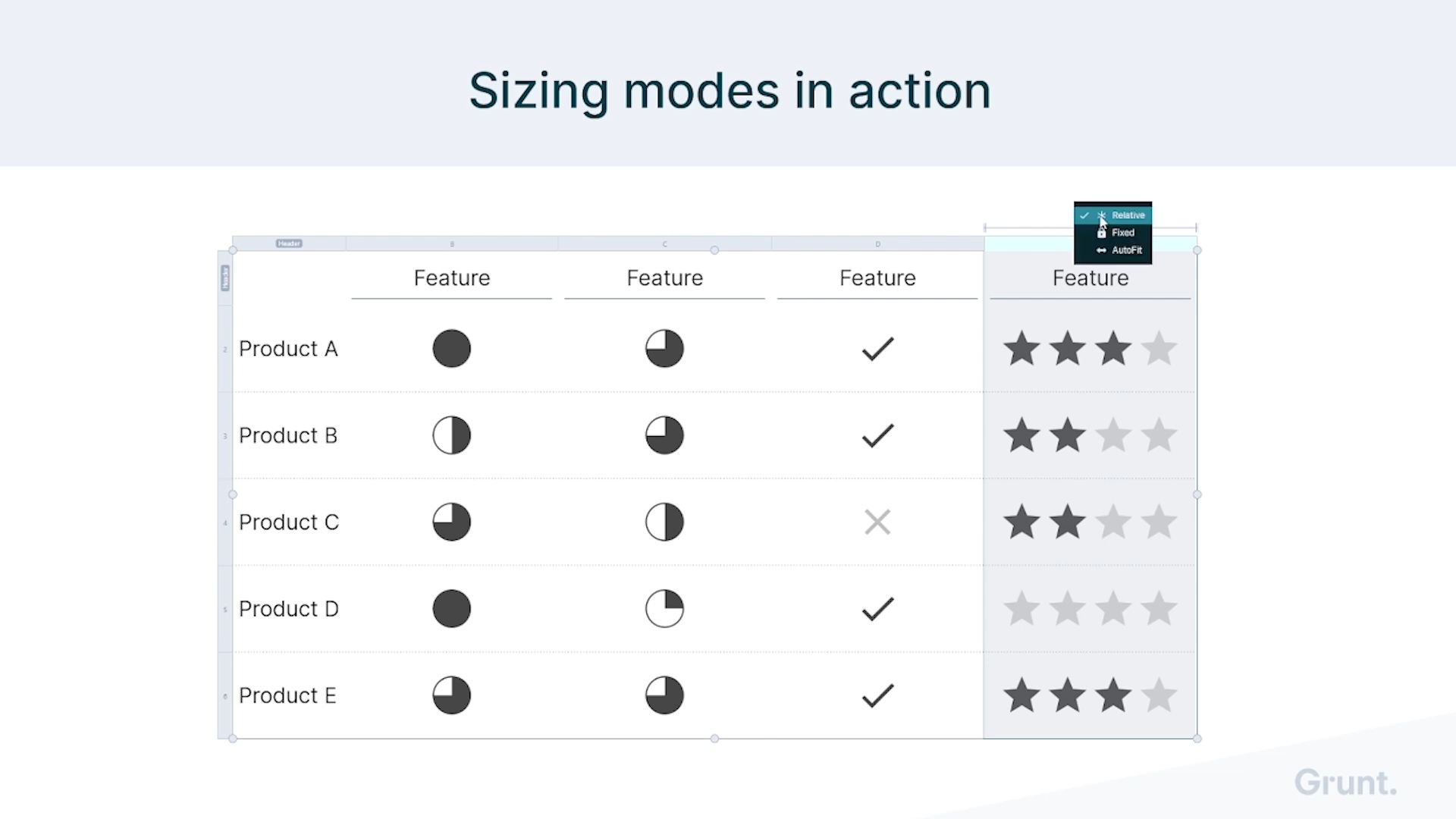 Visual Grid: Column and Row Resizing